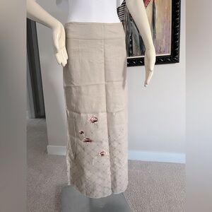 NWT Rützou 100% Linen Embroidered Midi Skirt – Size (Approx. S)